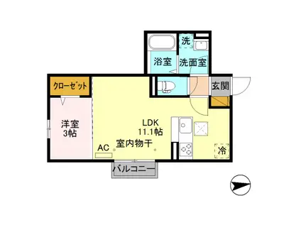 アステール(1LDK/1階)の間取り写真