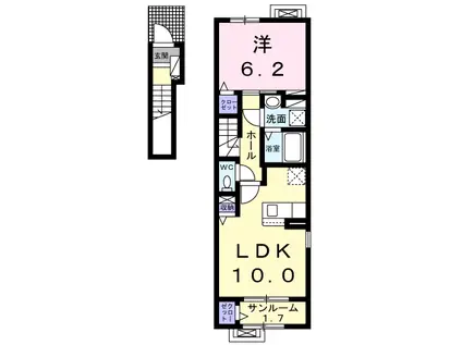 MAISON DE YK Ⅲ(1LDK/2階)の間取り写真
