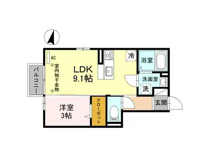 グランベルデ(1LDK/2階)の間取り写真