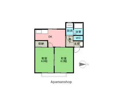 エスペランス(2DK/2階)の間取り写真