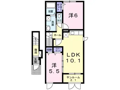 カレント シームリーB(2LDK/2階)の間取り写真