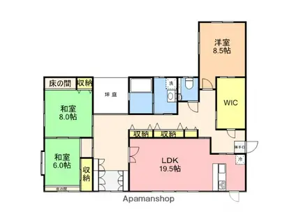 新潟県新潟市東区 1階建 築21年(3LDK)の間取り写真