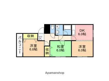 ベルローズ(3DK/1階)の間取り写真