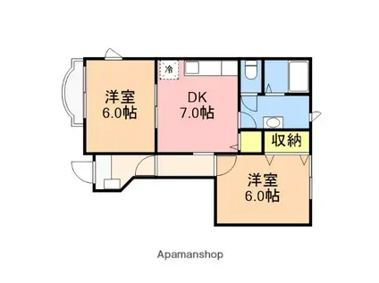 ウエストエルム(2DK/1階)の間取り写真
