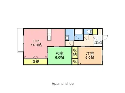 コーポウィング(2LDK/1階)の間取り写真