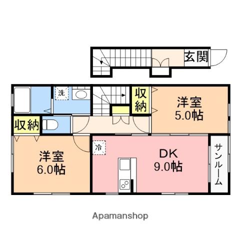 グランビル金衛町(2DK/2階)の間取り写真