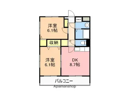 カルムSAKAI(2DK/2階)の間取り写真