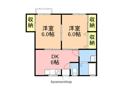 スプリングハイツ(2DK/2階)の間取り写真