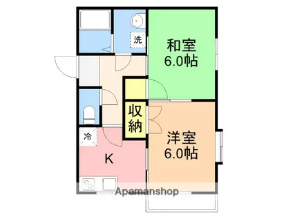 ピュア東青山(2K/1階)の間取り写真