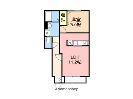 ロサブランカ(1LDK/1階)の間取り写真