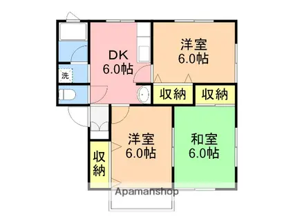 サン・アルルC棟(3DK/2階)の間取り写真
