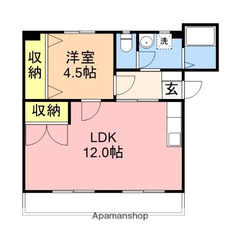 川崎ビル(1LDK/2階)の間取り写真
