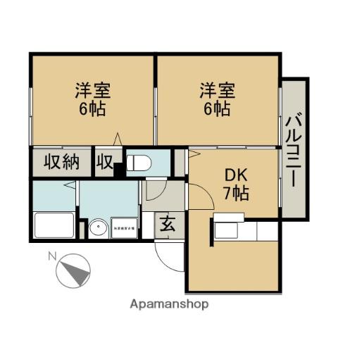 ミストラルガーデン(2DK/1階)の間取り写真