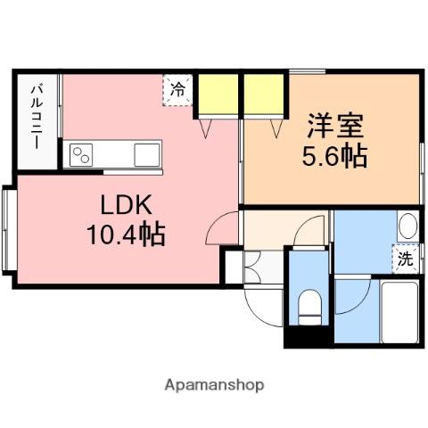 シャレー小新南Ⅱ(1LDK/1階)の間取り写真