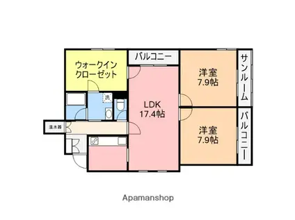ロフティ信濃町(2LDK/2階)の間取り写真