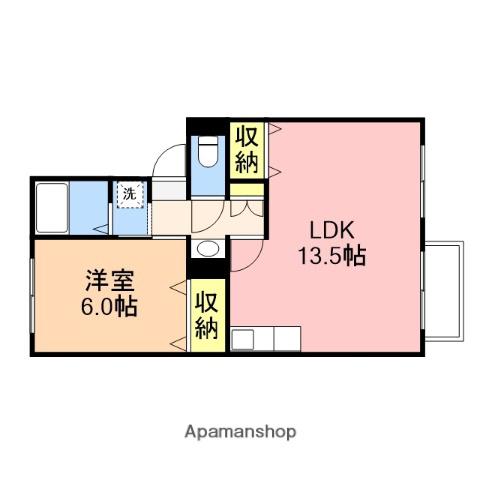 ウエストグランディールB棟(1LDK/1階)の間取り写真