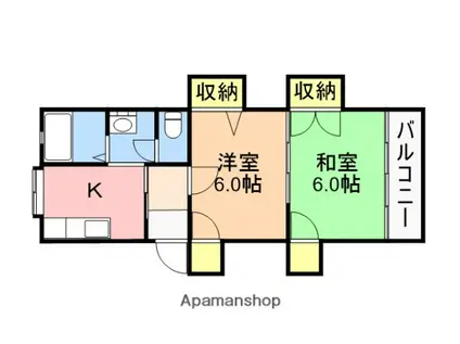 コーポ雅(2K/2階)の間取り写真