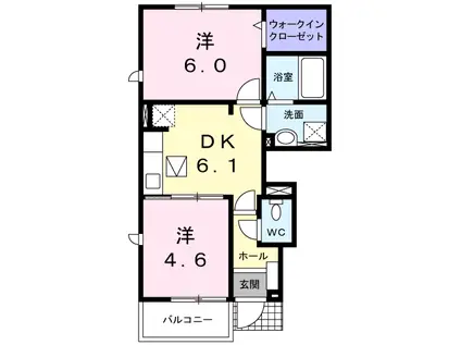 ロックハート(2DK/1階)の間取り写真