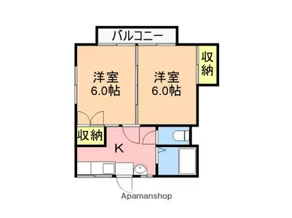 ハイタウンミナミC棟(2K/1階)の間取り写真