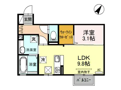 マリオンⅣ(1LDK/1階)の間取り写真