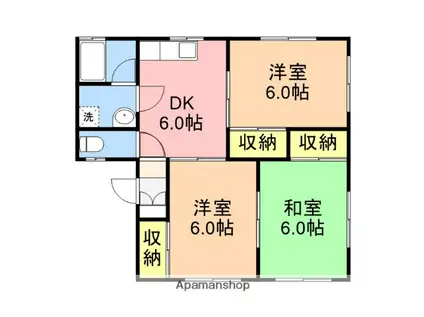 コーポ共栄A(3DK/2階)の間取り写真