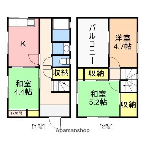 越後線 新潟大学前駅 徒歩5分 2階建 築50年(3K)の間取り写真