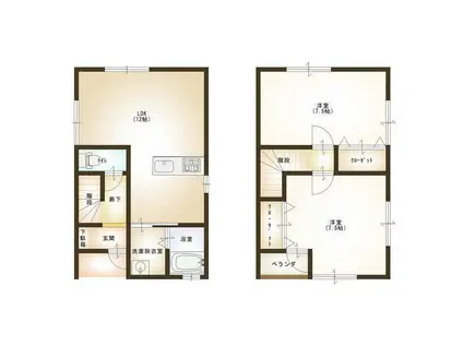 越後線 寺尾駅 徒歩72分 2階建 築23年(2LDK)の間取り写真