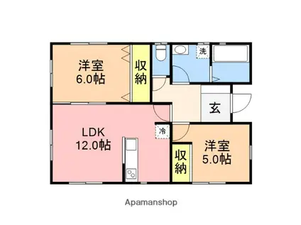 新潟県新潟市西区 1階建 築1年(2LDK)の間取り写真