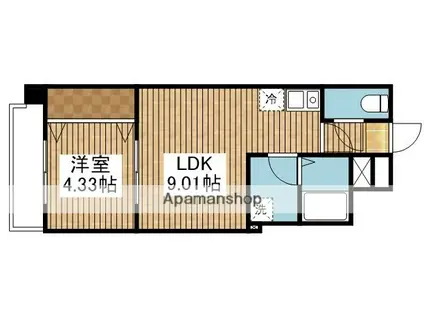 ハプナミナミハマ(1LDK/8階)の間取り写真