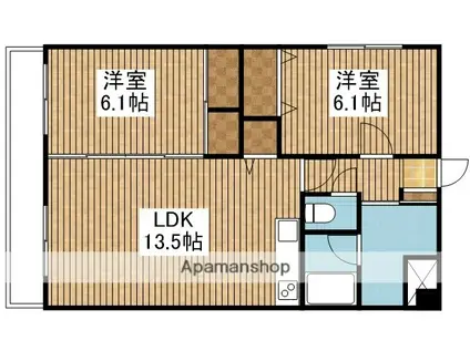エスポアール弐番館(2LDK/5階)の間取り写真