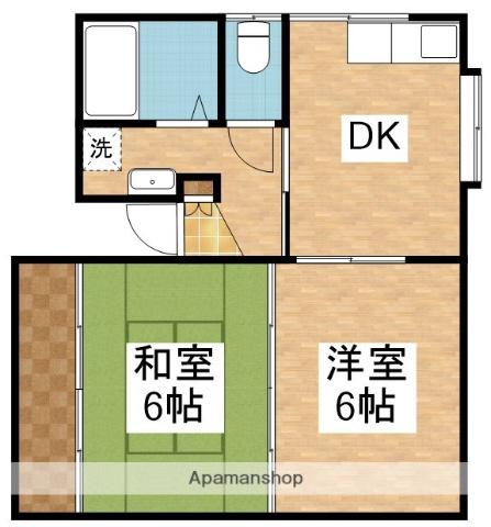 ロイヤルタウン紫竹Ⅴ(2DK/2階)の間取り写真