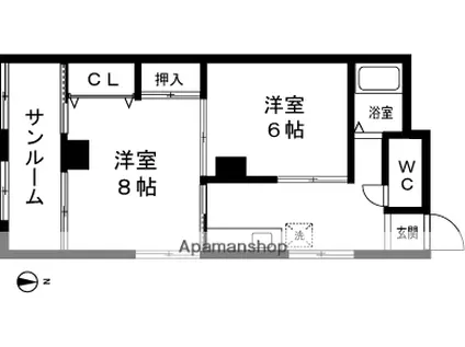 マルケーハイツ(2K/2階)の間取り写真