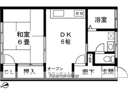 みゆき荘(1DK/1階)の間取り写真