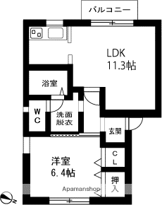セリシアⅡ(1LDK/1階)の間取り写真