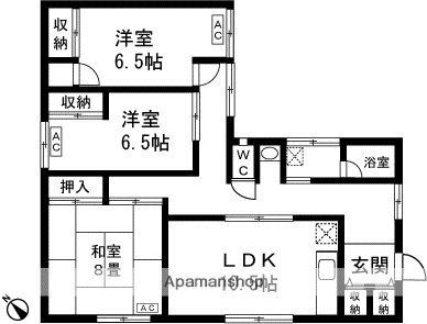 大山ハウス(3LDK/2階)の間取り写真