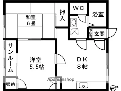 コーポラス志賀(2DK/1階)の間取り写真