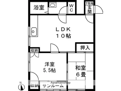 コーポラス志賀(2LDK/2階)の間取り写真