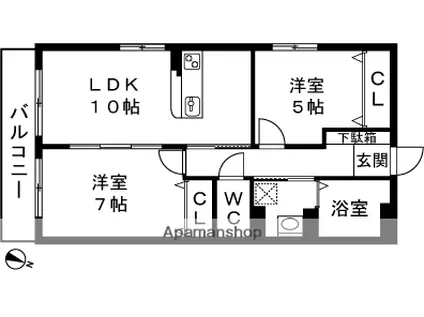 レイルウェイ(2LDK/2階)の間取り写真