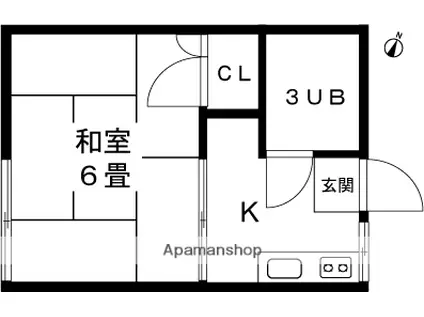 さくらアパート(1K/2階)の間取り写真