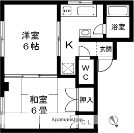 上越線 小千谷駅 徒歩18分 2階建 築40年(2K/1階)の間取り写真
