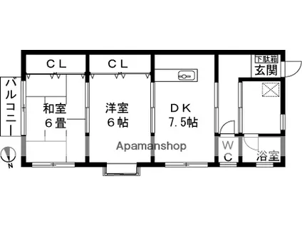 メゾンエル(2DK/2階)の間取り写真