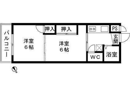 アルカーサル長岡(2K/2階)の間取り写真