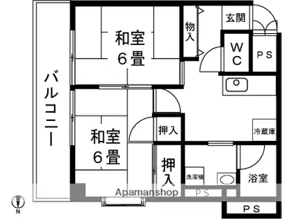 ニューグリーンミナミ(2K/3階)の間取り写真