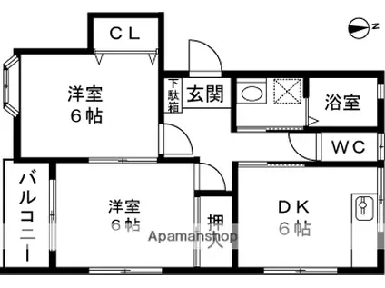 エステート・新保(2DK/1階)の間取り写真