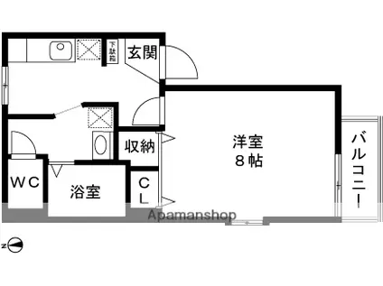シーズスクエアA(1K/1階)の間取り写真