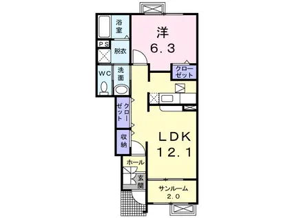 ライフD(1LDK/1階)の間取り写真
