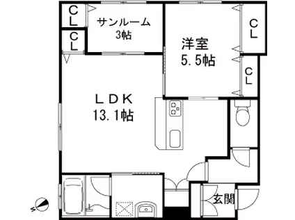 ウインドソングⅠ(1LDK/2階)の間取り写真