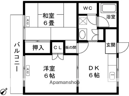 グランデュール大島(2DK/2階)の間取り写真