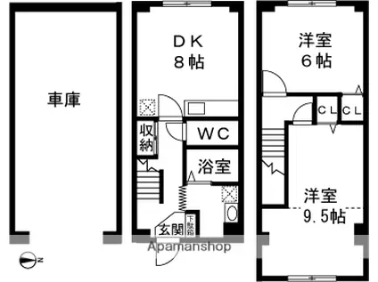 ヴェルドミールD棟(2DK/2階)の間取り写真