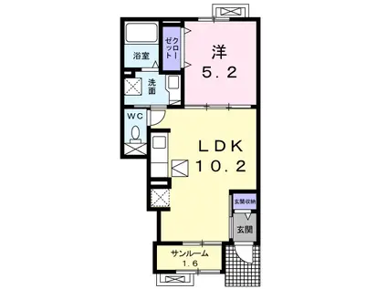 エコーズ(1LDK/1階)の間取り写真